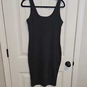 Gray Sleeveless Scoop Neck Bodycon Midi Dress